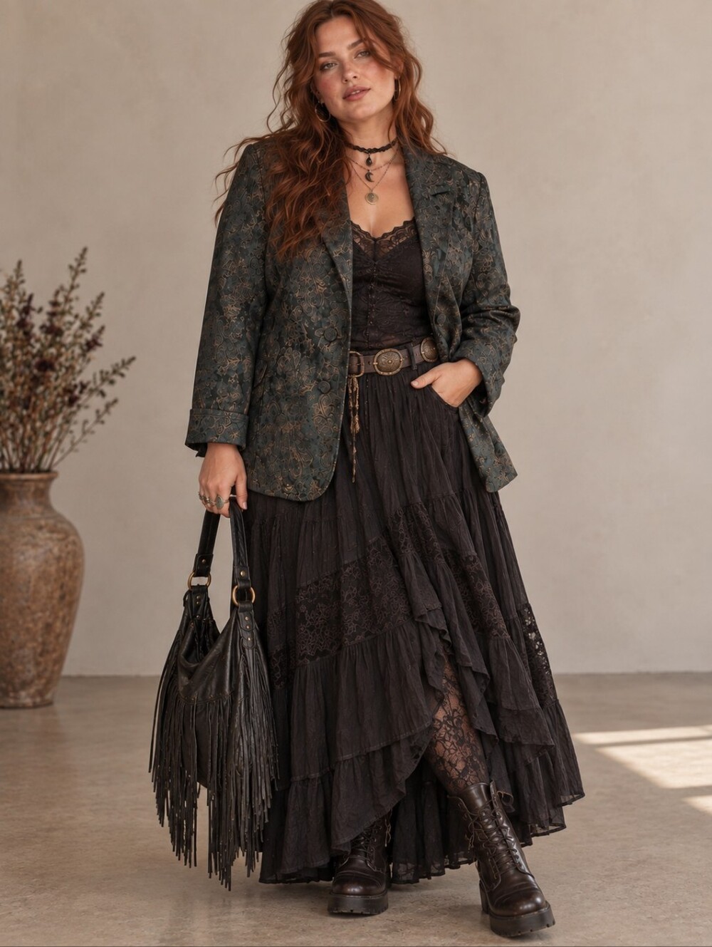Vintage 90s Whimsigoth Paisley Blazer Y2K TABI Jacket Dark Green Witchy XXL/XL/L